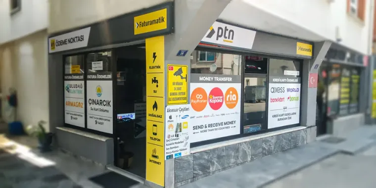 Corner store with PTN and Faturamatik signage — Çınarcık