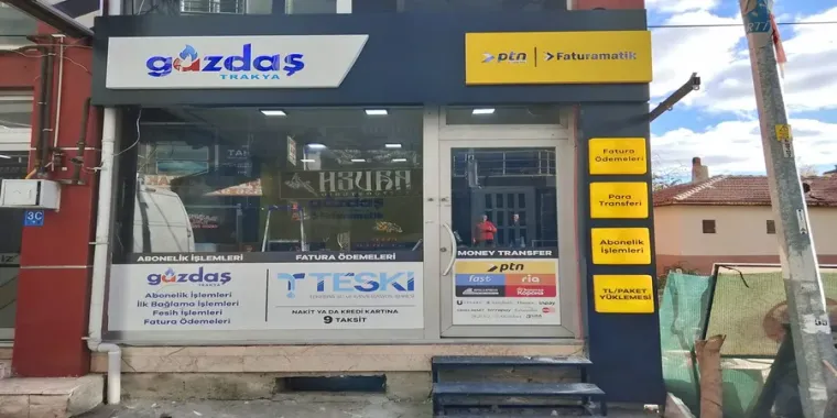 Dealer store with PTN and Faturamatik signage — Tekirdağ