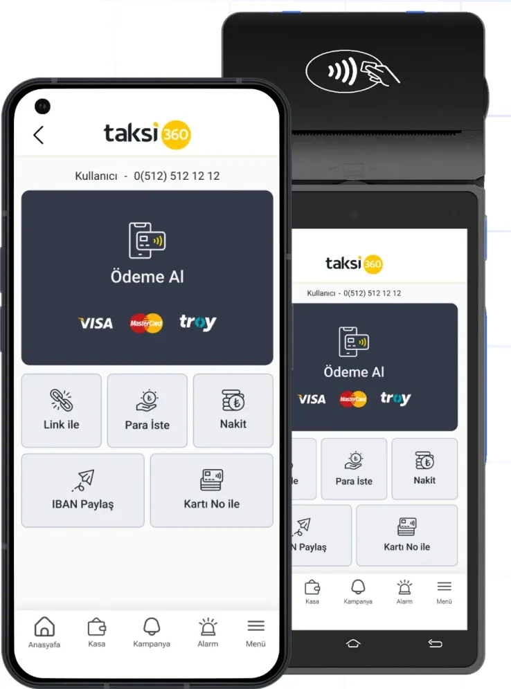 Taksi360 uygulaması ve POS cihazı