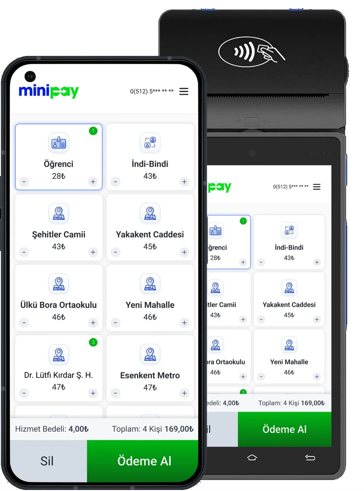 MiniPay uygulaması ve POS cihazı