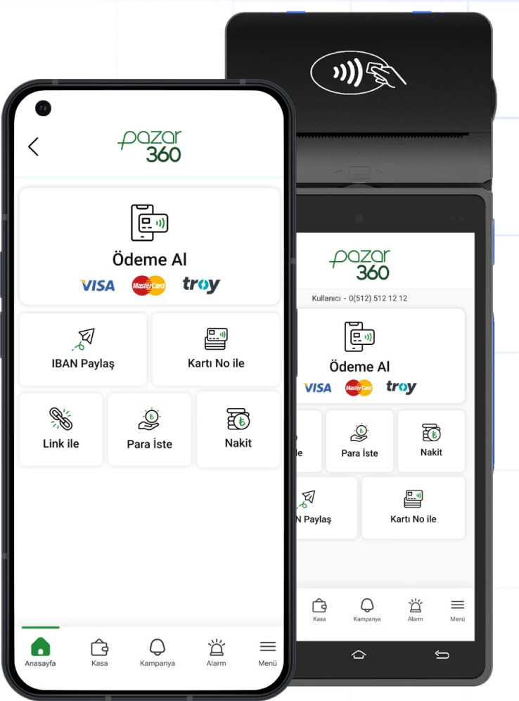 Pazar360 uygulaması ve POS cihazı